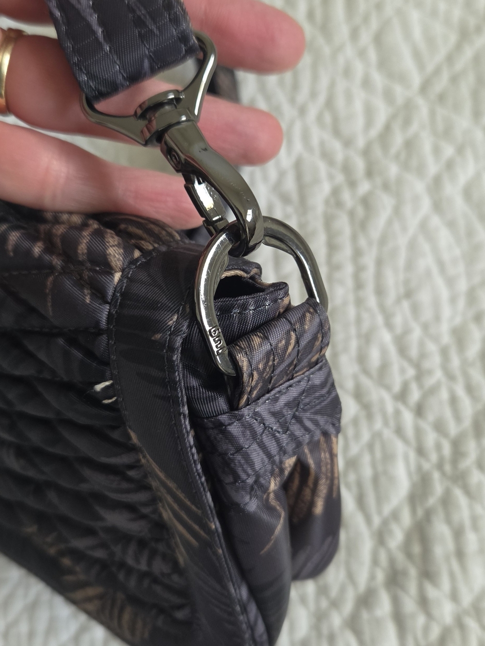 lug Quilted Black Crossbody with Palm-Print Accent - Picture 5 of 12